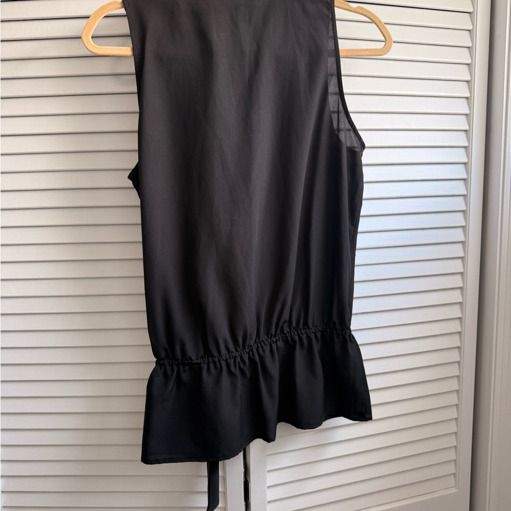 Michael Kors Black Wrap Tie Front Peplum Blouse - Picture 4 of 4